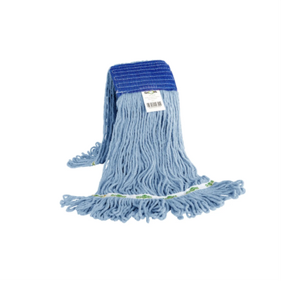 Globe Syn-Pro® Synthetic Looped End Wet Mop Wide Band Blue 12oz Bagged (3049B)