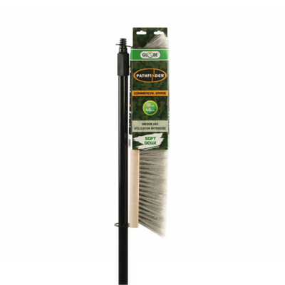Globe 18" Side-Clipped Pathfinder Soft Push Broom Head with 54" Metal Handle (4480)