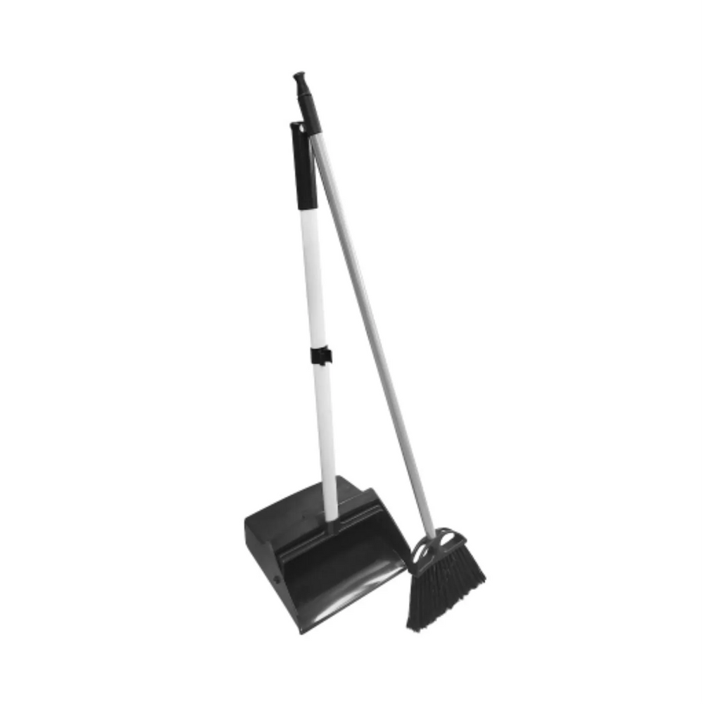 Heavy-Duty Lobby Dustpan with Wheels and Lobby Broom Combo