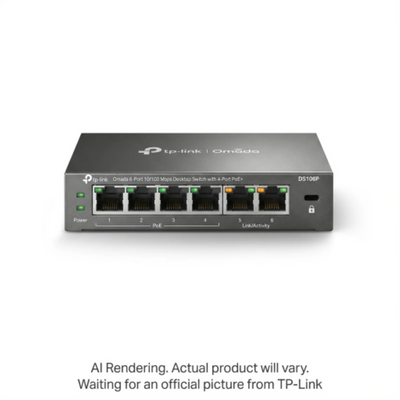 TP-Link Omada 6-Port 10100Mbps 4-Port PoE+ Desktop Switch (DS106P)