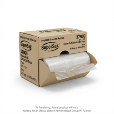 Inteplast Group W. Ralston Contractor Bags 33" x 48" Clear - 15 Bags (37900)