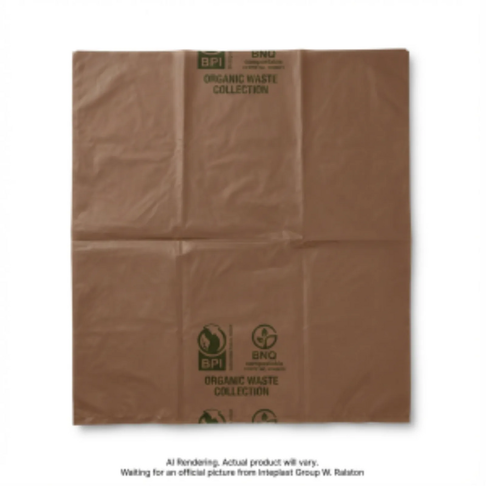 Compostable Bags 29" X 30" Rehrig 40 litre Liner/Bac Vert Brown - 10 Bags