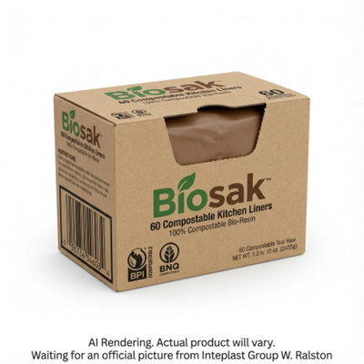 Inteplast Group W. Ralston Compostable Bags 17.5 x 16.75 Brown - 60 Bags (054603B)