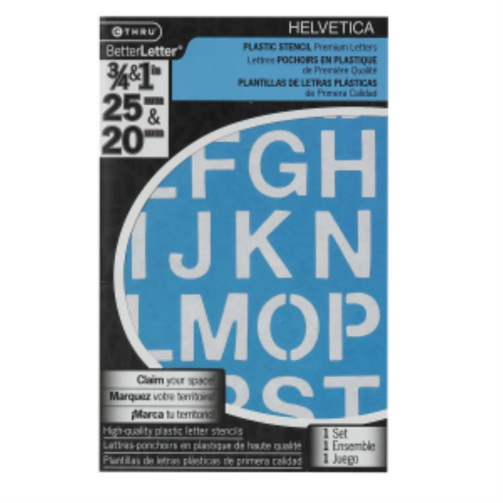 Helvetica Stencil 3/4” and 1”
Pochoir Helvetica de 3/4 po et 1 po