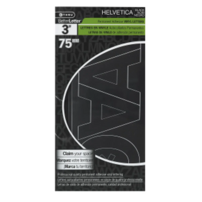 Westcott Brand 3" Helvetica Vinyl Letters - Black Caps and Numbers (15853)