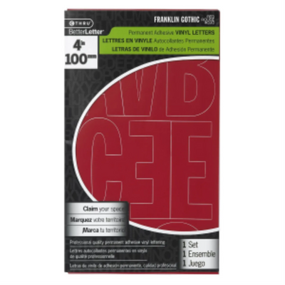 Westcott Brand C-Thru 4" Red Vinyl Letters, Caps and Numbers (15849)