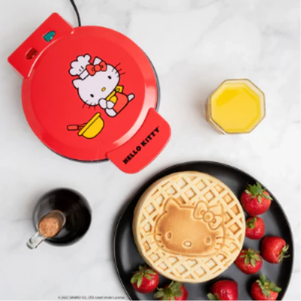 Hello Kitty 7" Red Waffle Maker – Iconic Sanrio Non-Stick Character Waffle Appliance