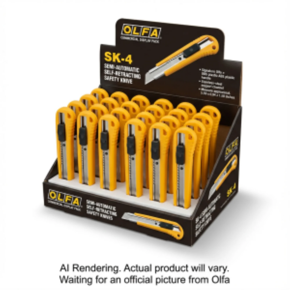 OLFA SK-4/24 Semi-Auto Self-Retracing Safety Knife - Display, 24 Unit