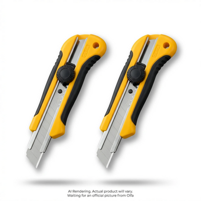 OLFA 25mm H-1/CP3 Rubber Inset Utility Knife, 2pk (1150223)