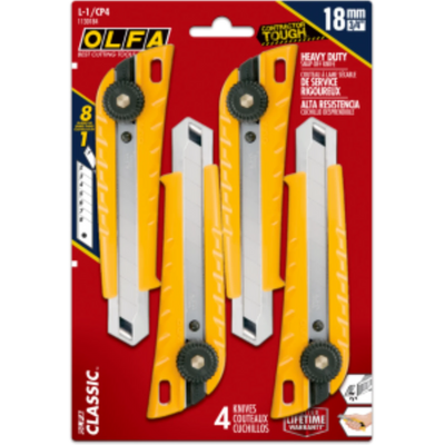 OLFA L-1/CP4 Ratchet Lock Utility Knife, 18mm, 4pk (1130184)