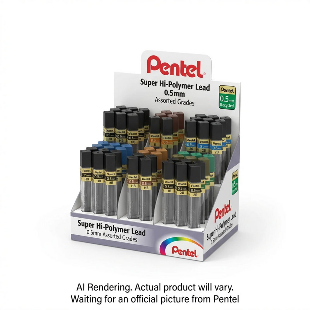 Pentel Hi-Polymer Super Lead Refill (0.5mm), 12 Leads per Tube, Assorted Display