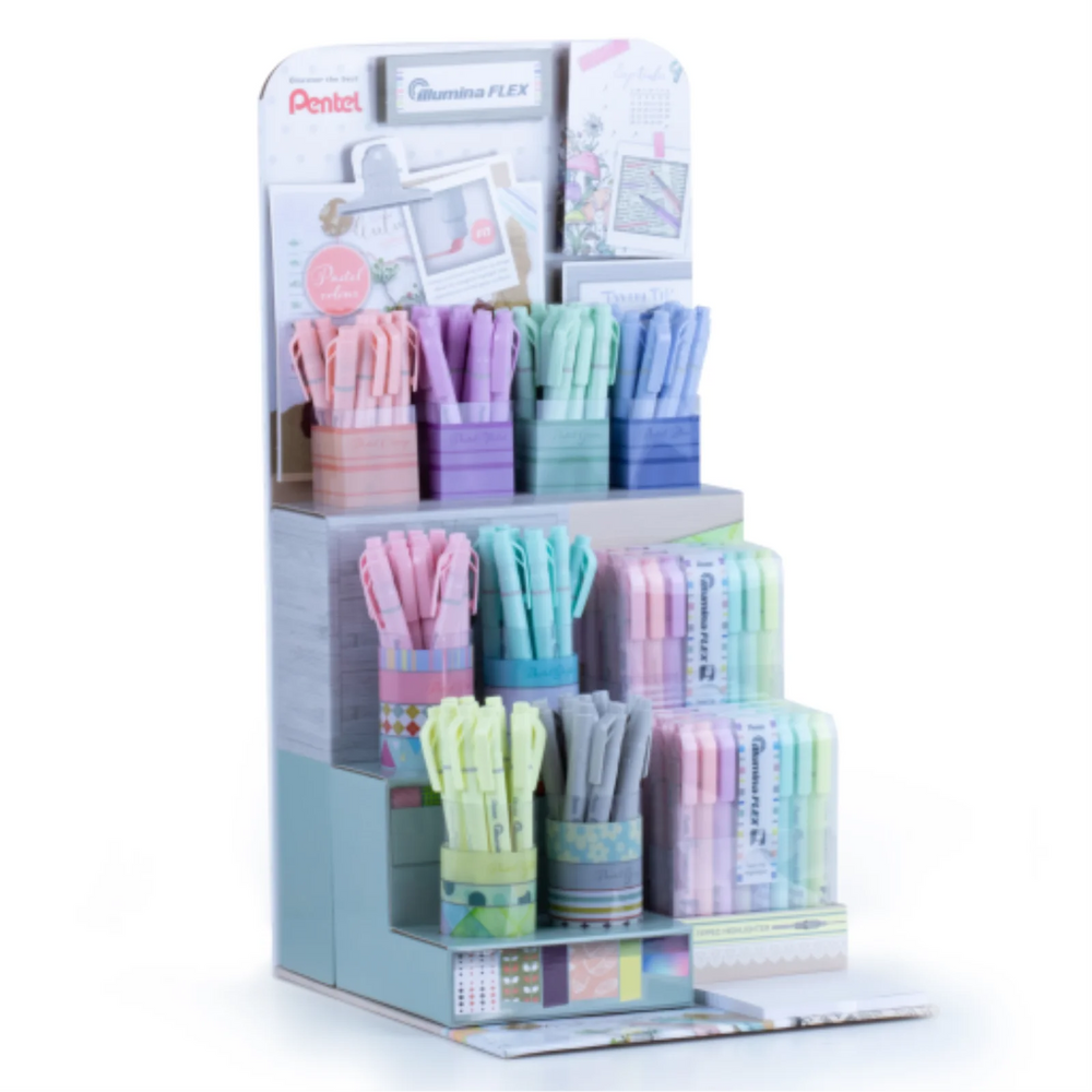 Illumina Flex Liquid Highlighter, Dual Tip - Chisel and Bullet, Pastel Colours, Mixed Display