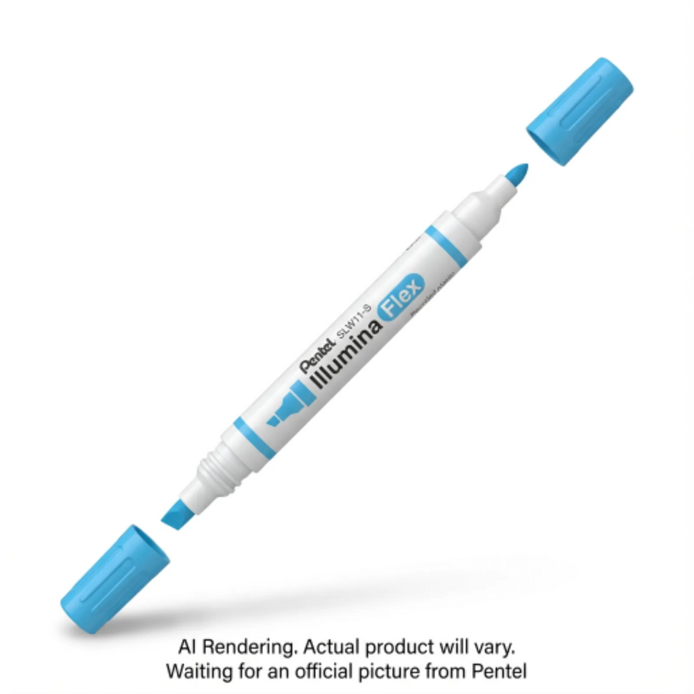 Illumina Flex Liquid Highlighter, Dual Tip Chisel and Bullet, Sky Blue Ink