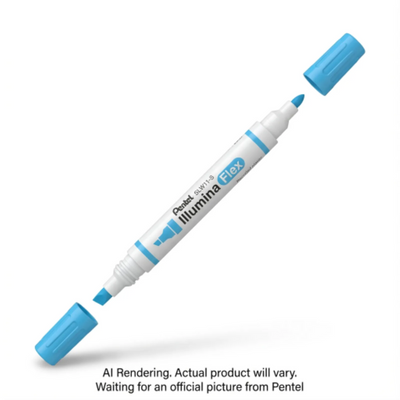 Pentel Illumina Flex Liquid Highlighter, Dual Tip Chisel and Bullet, Sky Blue Ink (SLW11-S)