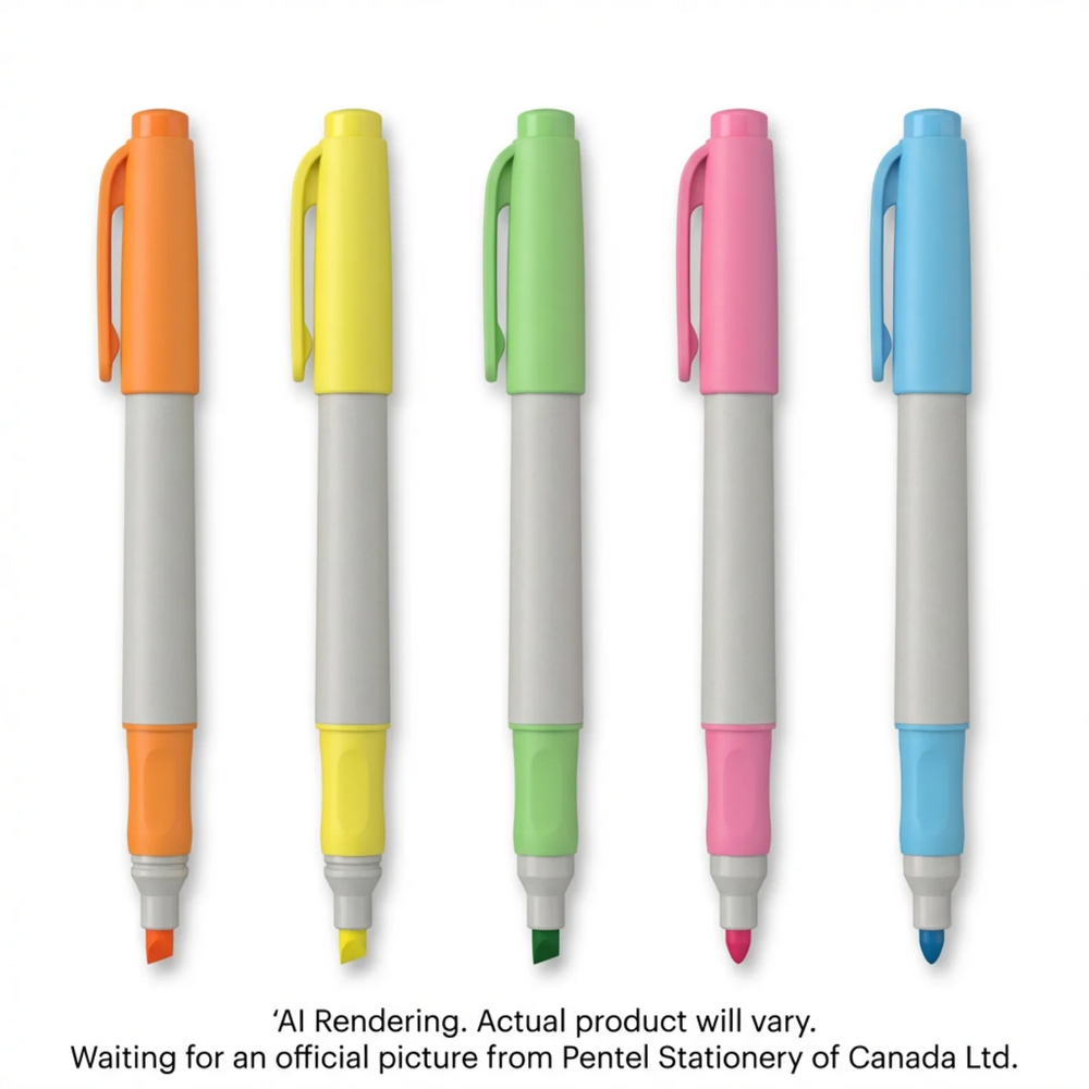 Pentel Illumina Flex Highlighter, Dual Tip Chisel and Bullet, 5PC Pack