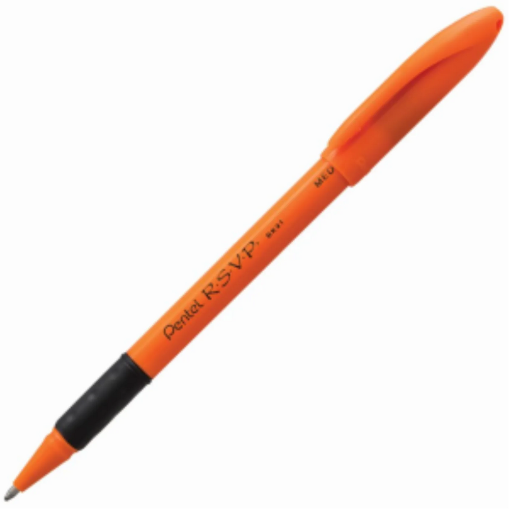 R.S.V.P. Safety Colour Barrel Ballpoint Pen Capped, Black Ink