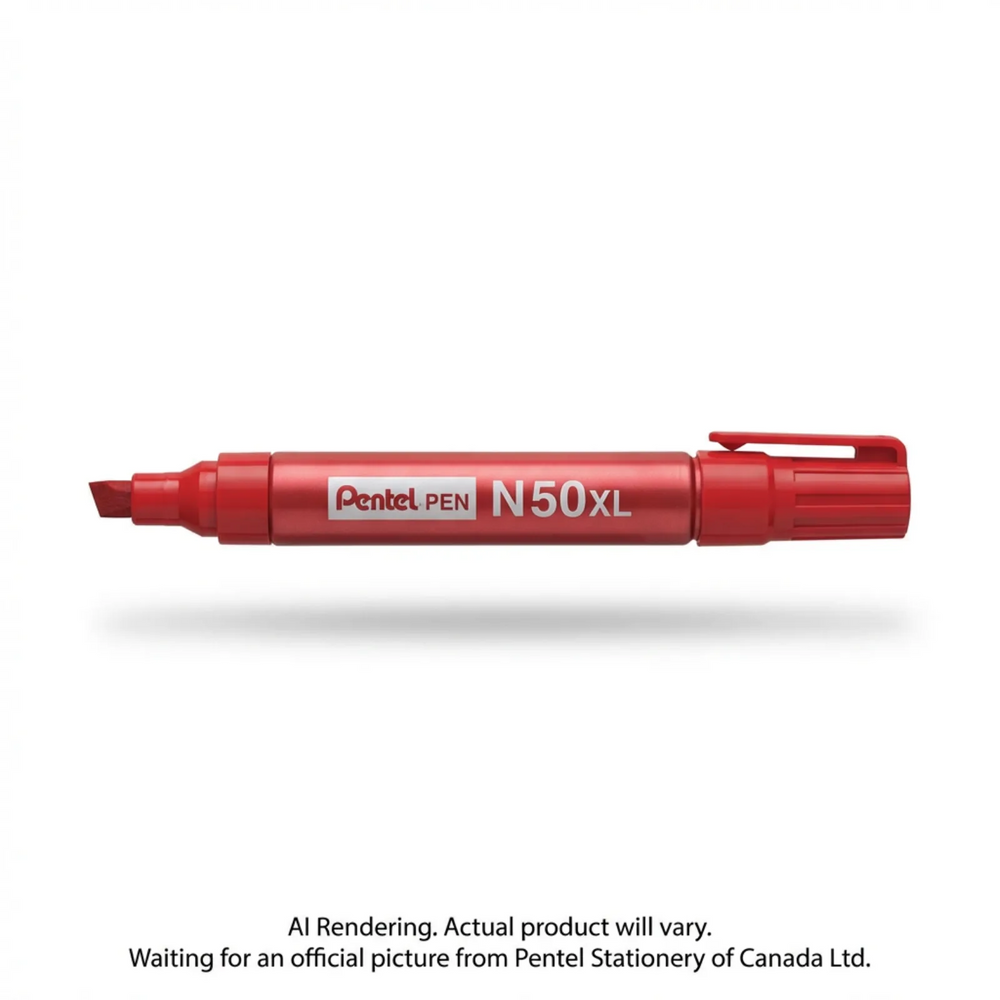 Pentel Pen Permanent Marker, Extra Bold Chisel Tip, Red Ink
