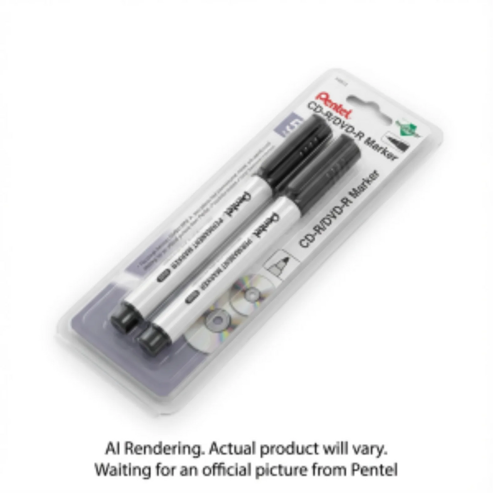 CD-R/DVD-R Permanent Marker (2.0mm), Bullet Tip, 2PC Pack, Black Ink