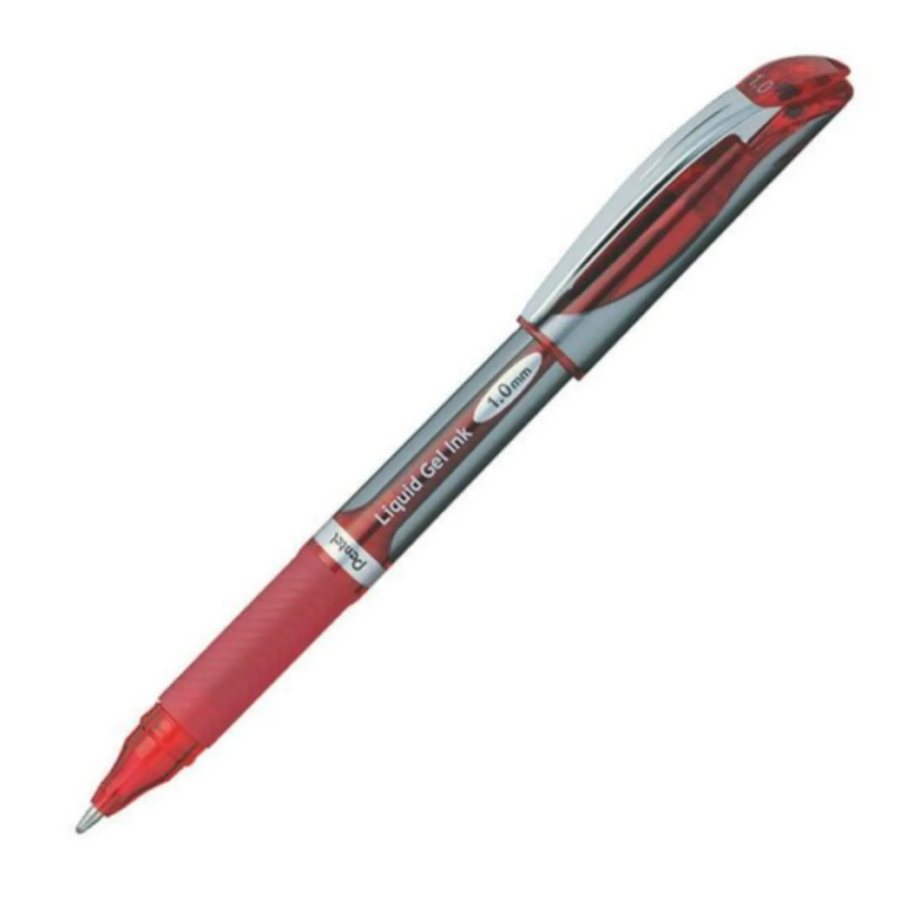 EnerGel Retractable Gel Roller, (1.0mm) Metal Tip, Red Ink