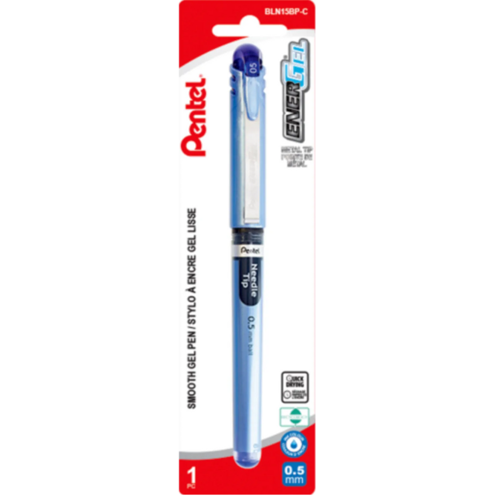 EnerGel Liquid Gel Pen, (0.5mm) Needle Tip, Blue Ink, 1PC Pack