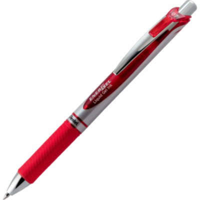 Pentel EnerGel Retractable Gel Roller 0.7mm Metal Tip Red Ink (BL77-B)