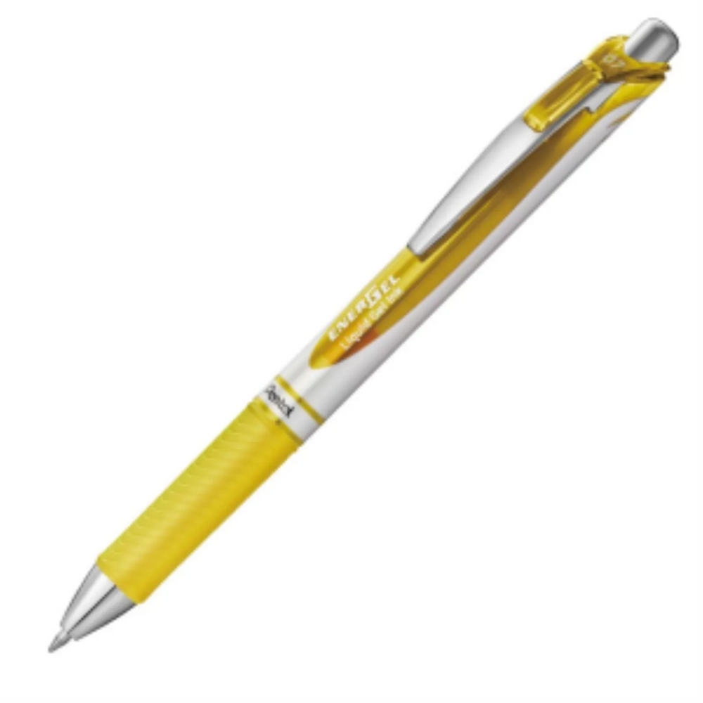 EnerGel Retractable Gel Roller, (0.7mm) Metal Tip, Yellow Ink