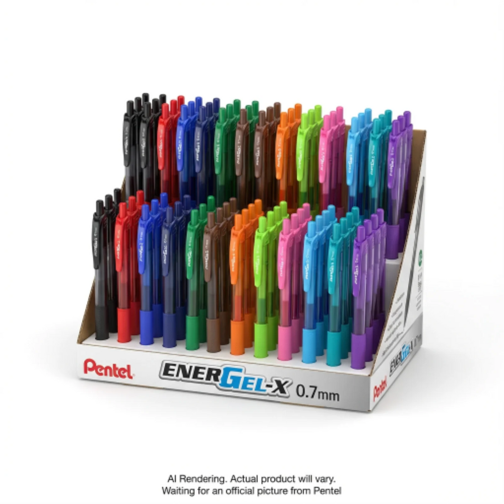 EnerGel-X, (0.7mm), Assorted Twelve Ink Colors, Open Stock Display 144PCS