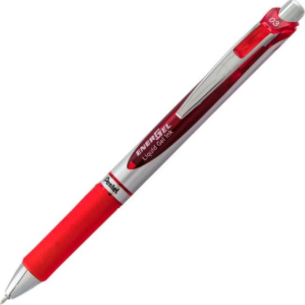 EnerGel Retractable Liquid Gel Pen, (0.3mm) Needle Tip, Red Ink