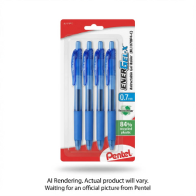 Pentel EnerGel-X Retractable Gel Roller 0.7mm Metal Tip Blister 4PC Pack Blue (BL107BP4-C)