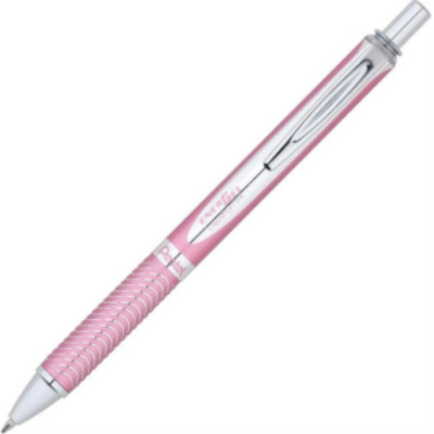 Pentel EnerGel Alloy Retractable Premium Liquid Gel Pen 0.7mm Metal Tip Pink Barrel Black Ink (BL407P-A)