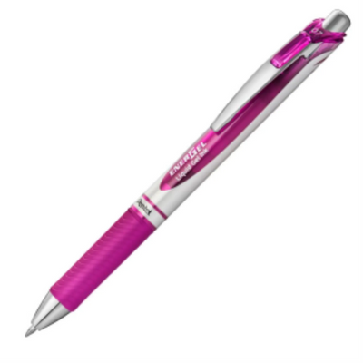 Pentel EnerGel Retractable Gel Roller 0.7mm Metal Tip Magenta Ink (BL77-V4)