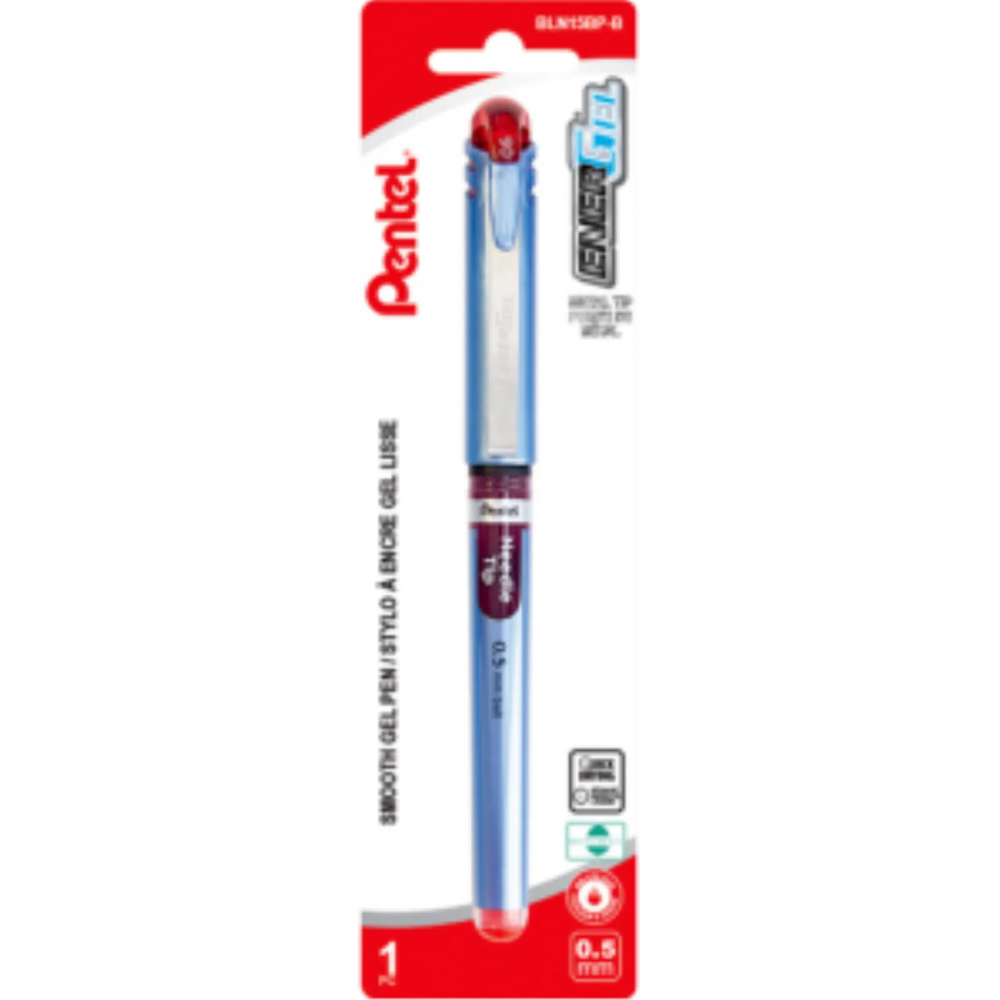 EnerGel Liquid Gel Pen, (0.5mm) Needle Tip, Red Ink, 1PC Pack