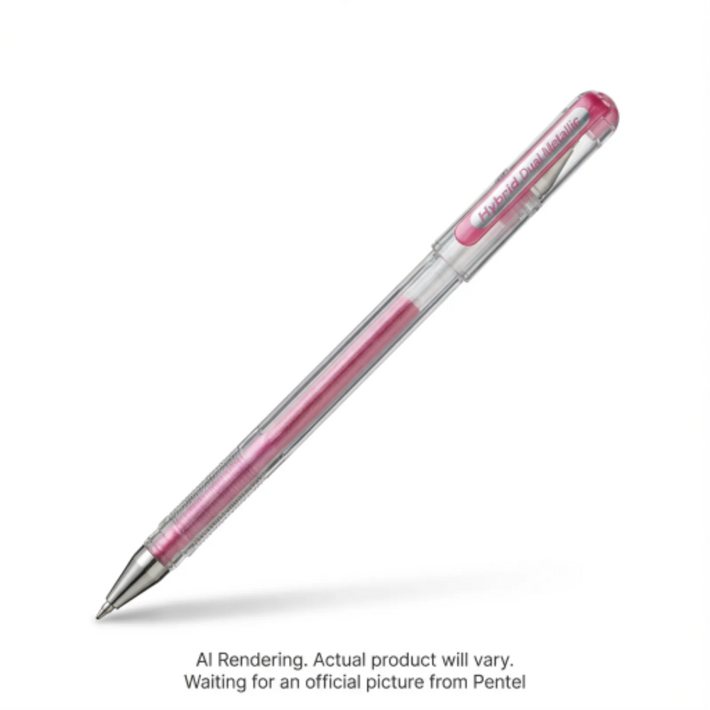 Hybrid Dual Metallic Gel Roller Pen (1.0mm), Pink+Metallic Pink Ink