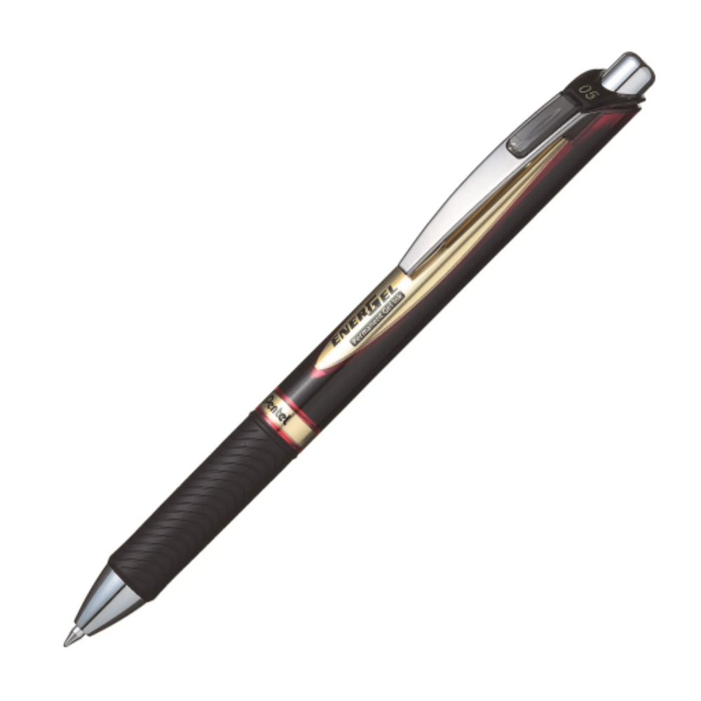 EnerGel Permanent Retractable Liquid Gel Pen, (0.5mm) Needle Tip, Red Ink