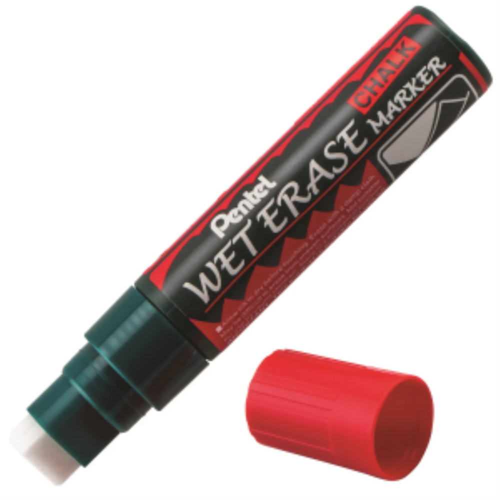 Pentel Arts Wet Erase Chalk Marker, Jumbo Chisel Tip, Red Ink