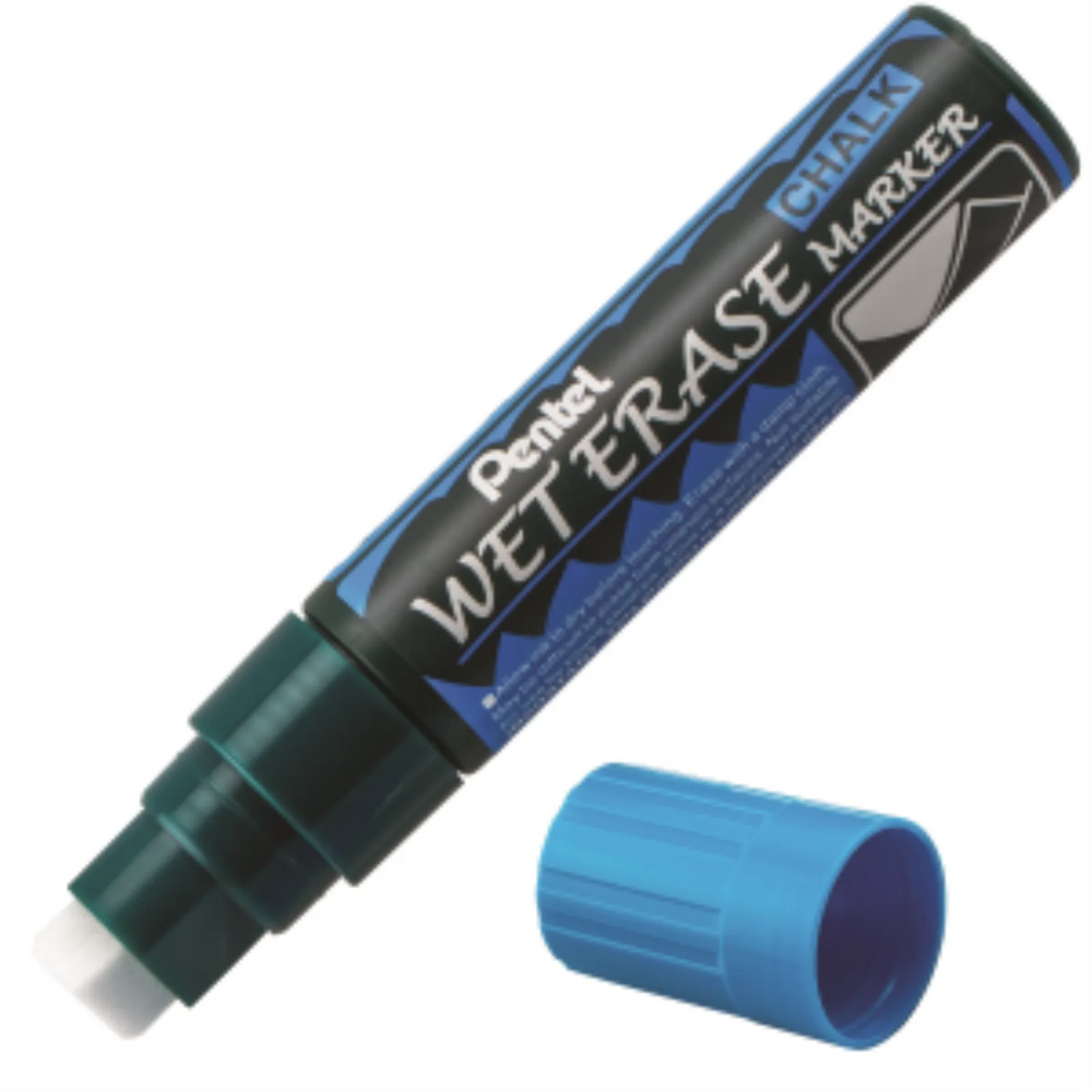 Pentel Arts Wet Erase Chalk Marker, Jumbo Chisel Tip, Blue Ink