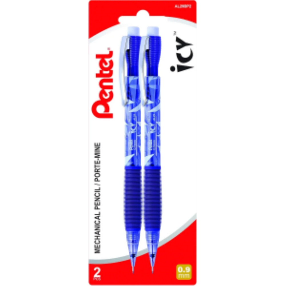 Icy Mechanical Pencil (0.9mm), Tinted Blue Barrel, 2PC Pack
