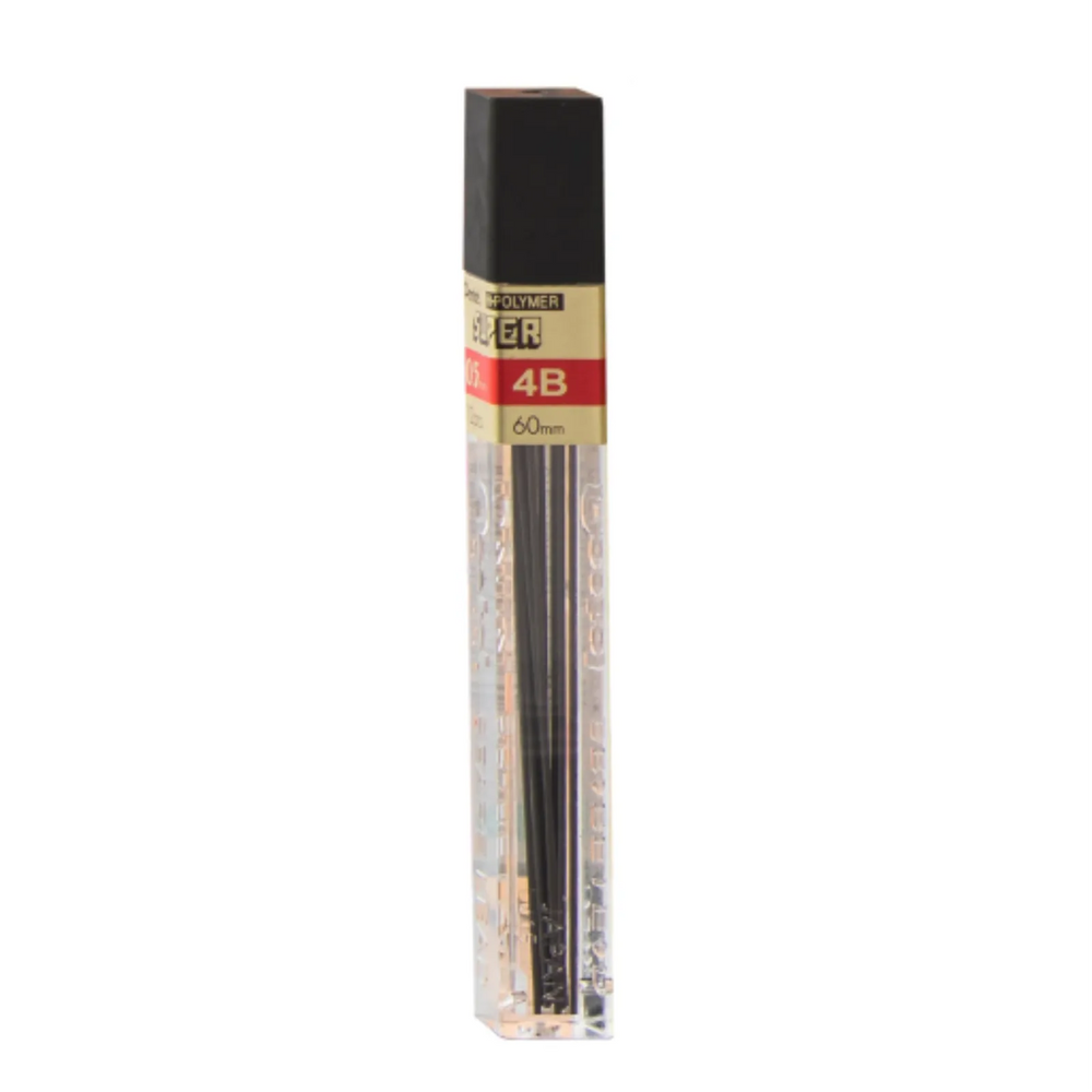Super Hi-Polymer Lead Refill (0.5mm), 4B, 12 Leads per Tube