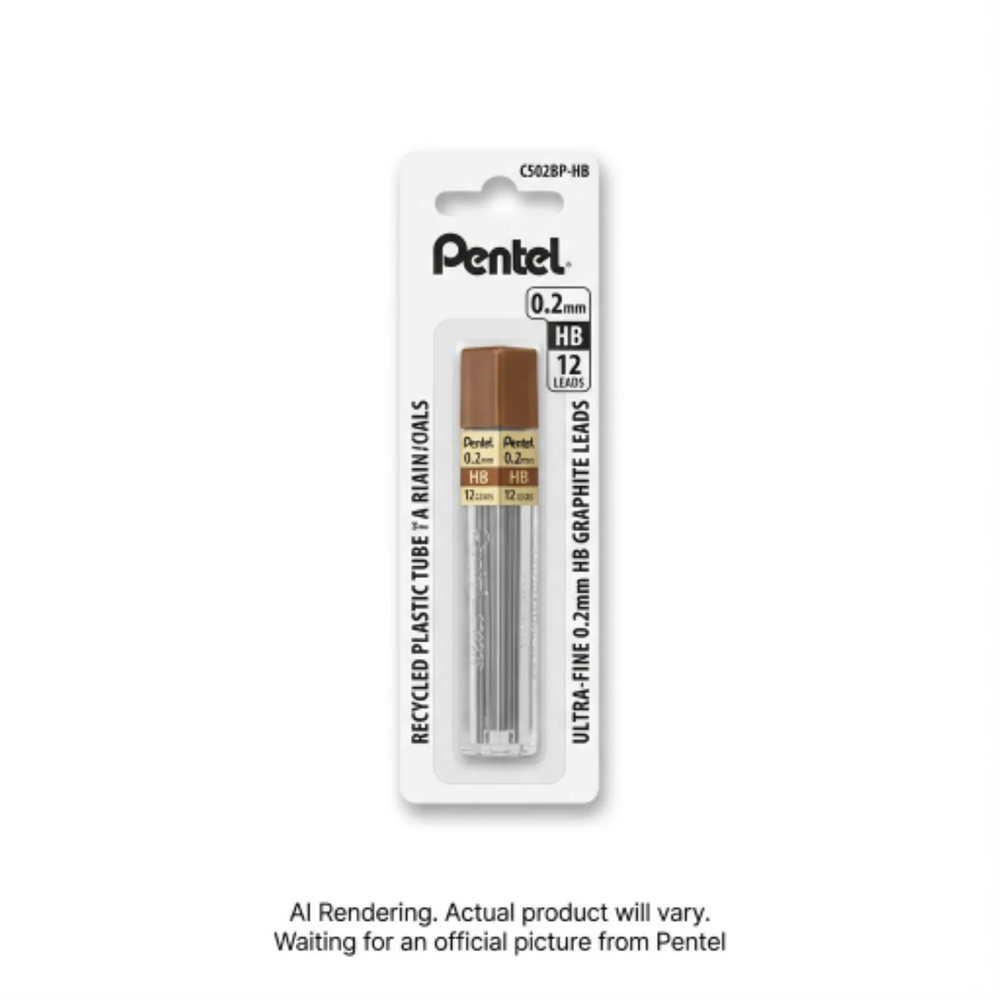 Hi-Polymer Super Lead Refill (0.2mm), HB, 12 Leads per Tube, 1PC Pack
