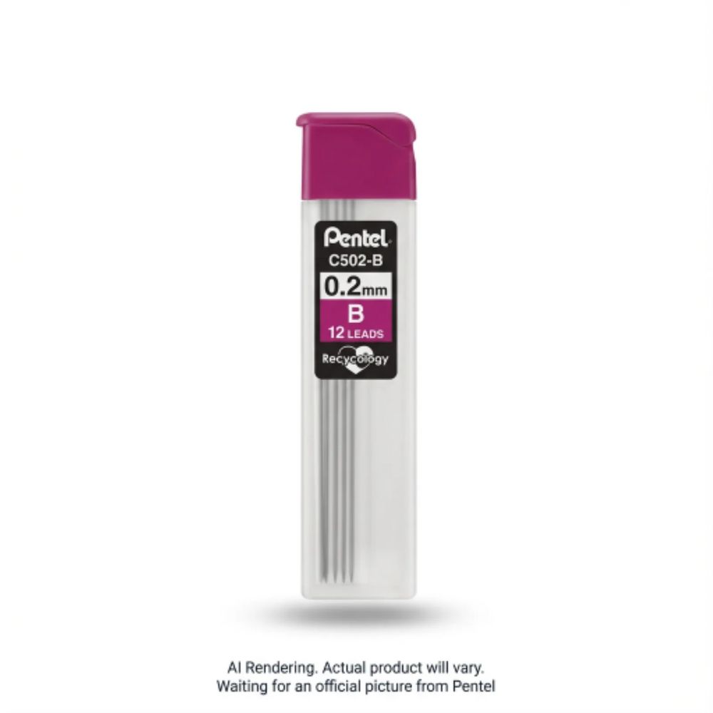 Hi-Polymer Super Lead Refill (0.2mm), B, 12 Leads per Tube