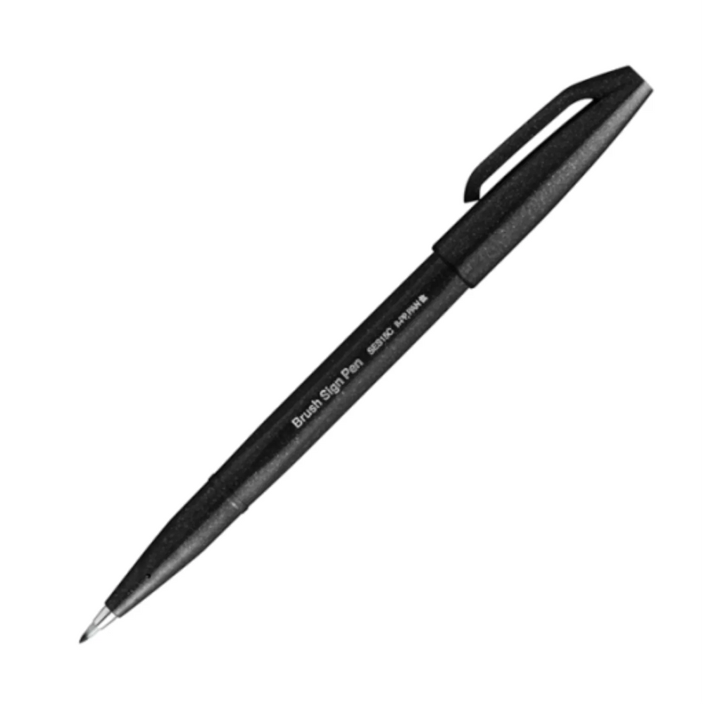 Pentel Arts Brush Sign Pen, Flexible Brush Tip, Black Ink