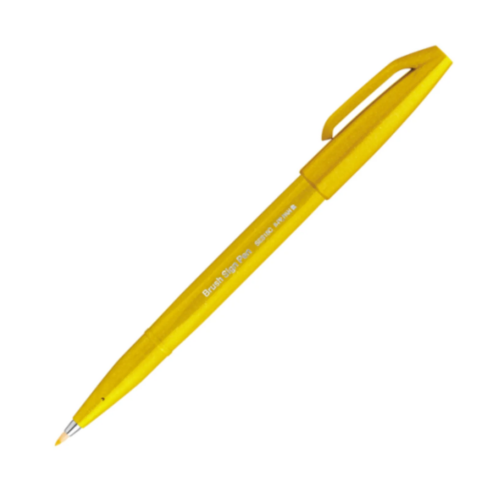 Pentel Arts Brush Sign Pen, Flexible Brush Tip, Yellow Ink