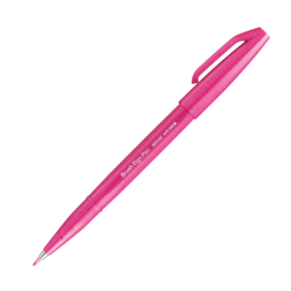 Pentel Arts Brush Sign Pen, Flexible Brush Tip, Pink Ink