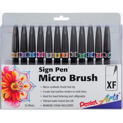 Pentel Brush Sign Pen, Assorted Colours, 144 Count (SESF30C-12EFP)