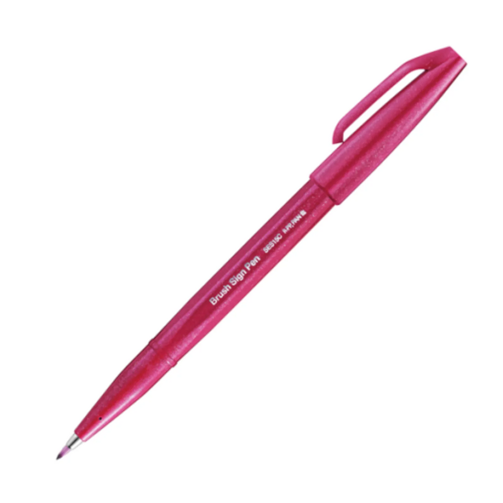 Pentel Arts Brush Sign Pen, Flexible Brush Tip, Burgundy Ink