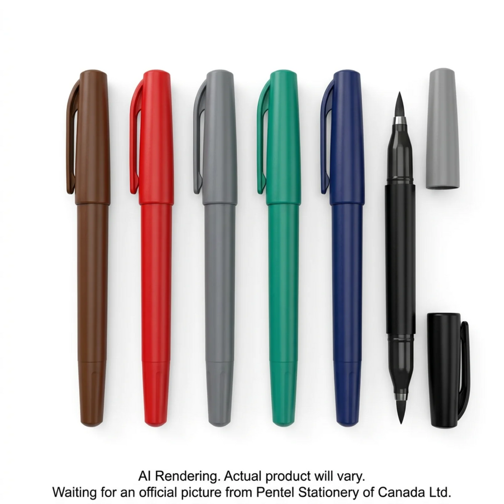 Pentel Arts Brush Sign Pen, Flexible Brush Pen, 6PC Pack Assorted Colours 4