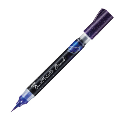Pentel Dual Brush Pen Violet + Metallic Blue Ink (XGFH-DV)