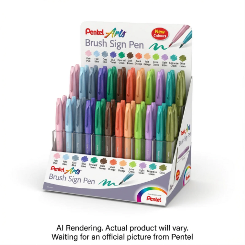 Brush Sign Pen Display Type 2 New Colours, 120PCS