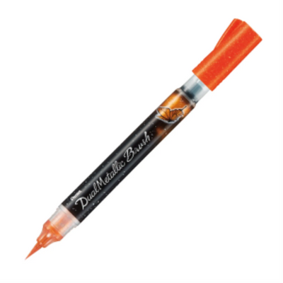 Pentel Dual Metallic Brush Pen Orange and Yellow (XGFH-DF)