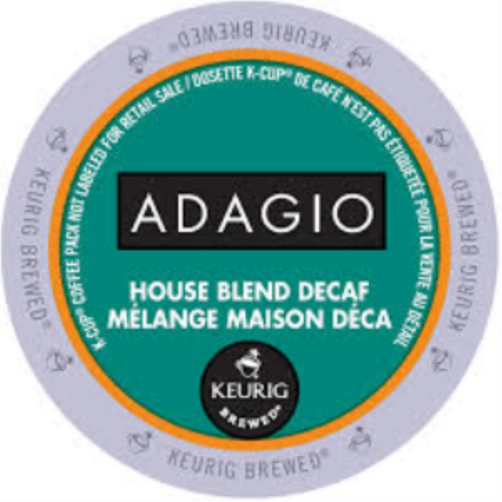 COFFEE-K CUP ADAGIO HOUSE BLEND, DECAF, MEDIUM ROAST 24/BX